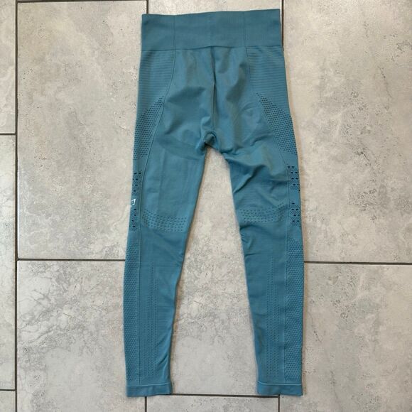Gymshark Flawless Knit Leggings High Rise Compression Seamless Teal Size M - Picture 4 of 8